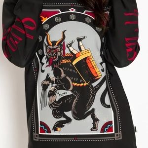 Blackmilk “KRAMPUS POSTERS HOODIE SWEATER - LIMITED” Size Large L NWT Holiday